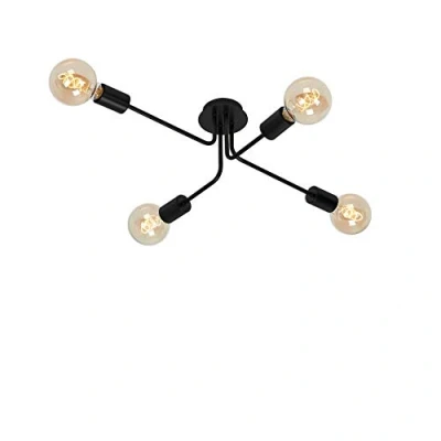 Immagine di BRILONER Leuchten Plafoniera con 4 faretti, lampada da soffitto, retrò, vintage, 4x E27 max. 60 Watt, metallo nero, 660x445x185mm (LxPxH)