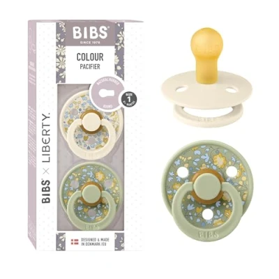 Immagine di BIBS Colour Liberty Ciuccio a forma di ciliegia, senza BPA, in gomma naturale e lattice, prodotto Danimarca, misura 1 (0 6 mesi), Eloise Sage