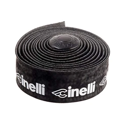 Immagine di Cinelli Nastro per Manubrio, in Velluto, con Logo, Colore: Nero/Bianco