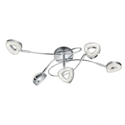 Immagine di Reality R62135106 Tours Plafoniera a LED, 5 Spots Integrati in Diffusore Triangolo, Cromato