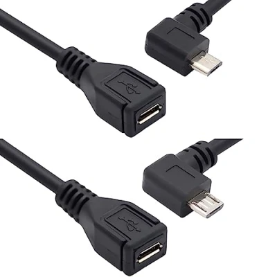 Immagine di Cavo CY, prolunga con angolo a 90 gradi orientabile verso destra e sinistra, per micro USB 2.0 da maschio femmina, lunghezza 0,5 m