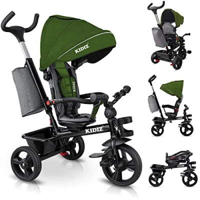 Immagine di KIDIZ® triciclo 5 in 1 per bambini con asta di spinta sistema sterzo a partire da anno jogger andare avanti e indietro (Khaki)