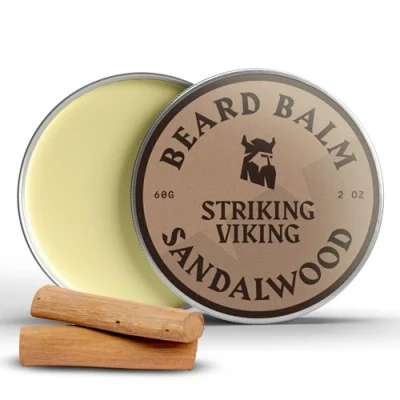 Immagine di Striking Viking Balsamo per barba senza profumo di styling, rafforza e ammorbidisce la i baffi 100% naturale cura della con burro karitè biologico, tea tree, argan