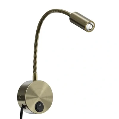 Immagine di ACMHNC Lampada da Lettura Parete, LED Comodino Muro con Spina, Collo d&#039;oca Flessibile, 3W Applique Parete vintage per Interruttore, bronzo