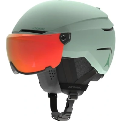Immagine di ATOMIC SAVOR VISOR PHOTO Casco da sci con visiera Pistachio Taglia S Massimo assorbimento degli urti Sistema di ventilazione Active Aircon Specchio alta qualità per una visione chiara