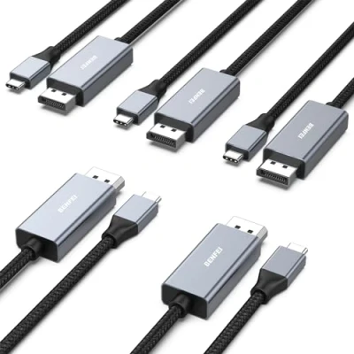 Immagine di BENFEI Cavo USB C (Thunderbolt 4/3) a DisplayPort 1.4 1,8M (4K@144Hz/120Hz/60HZ, 2K@240Hz/144Hz), 5 Confezioni tipo per iPhone 15 Pro/Max MacBook Pro/Air 2023 iMac