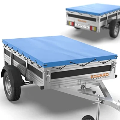 Immagine di Tarpofix® Telo per rimorchio auto 266x160x10 cm incl. Corda telone Bordo rinforzato e copri in materiale PVC ideale vari modelli di rimorchi da 750kg &amp; 1000kg