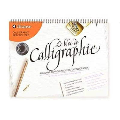 Immagine di Brause 96442B Blocco a spirali di calligrafia, 50 fogli righe color Beige 29.7 x 42 cm, francese e inglese