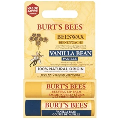 Immagine di Burt&#039;s Bees Balsamo per Labbra, Set di Labbra con Cera d&#039;Api e Baccelli Vaniglia, Vitamina E, Value Duo Pack, 2 x 4.25 g