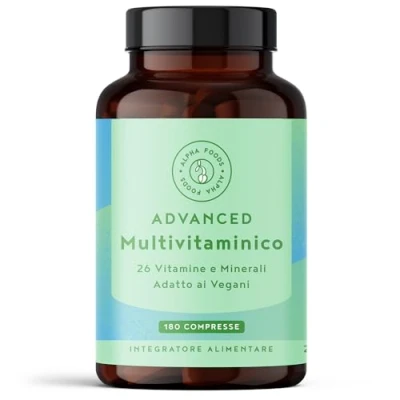 Immagine di Multivitaminico Completo con 26 Vitamine e Minerali Integratore Donna Uomo Vitamina B, A, C, D3, K, Calcio, Magnesio Potassio 180 Compresse Vegane Alpha Foods