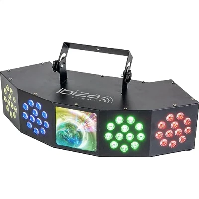 Immagine di Ibiza COMBI FX4 Versatile effetto luce 3 in 1 WASH MOON STROBE con 6 canali DMX 4 x 12 LED RGBW