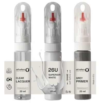 Immagine di SD COLORS Pennello per ritocchi da 20 ML, colore bianco superiore 26U riparazione graffi (vernice+primer + laccetto)