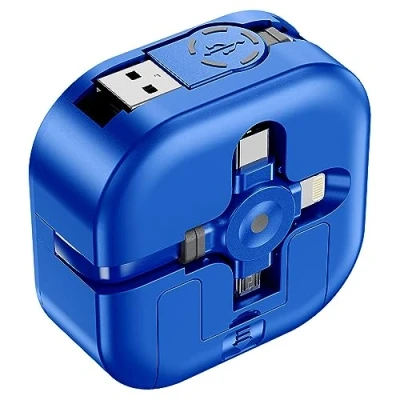 Immagine di 3 in 1 Cavo di Ricarica Retrattile, 1,2M Retrattile USB, 4.5A Multiplo Cavetto USB con Lightning/Tipo C/Micro per iPhone,Samsung Galaxy,Pixel,PS,LG,Tablet