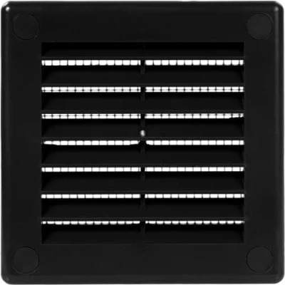 Immagine di Vent Systems Griglia di ventilazione quadrata piatta in plastica nera per prese d&#039;aria, 3&quot; x pollici (dimensioni apertura), HVAC 10,2 cm complessive)