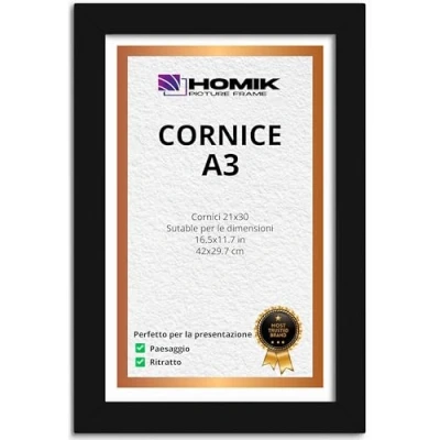 Immagine di HOMIK Cornice portafoto A3 con elegante design classico perfetta per regali