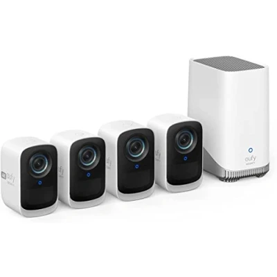 Immagine di eufy Security eufyCam S300(eufyCam 3C), telecamera wi fi esternoi, wifi esterno senza fili, risoluzione 4K, Visione Notturna a Colori, Nessun Costo Mensile, Kit di 4 telecamere