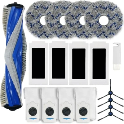 Immagine di HomeTimes Ricambi per robot aspirapolvere ECOVACS DEEBOT T30S Combo con 1 spazzola in gomma, 4 filtri HEPA, cuscinetti mouse, spazzole laterali, sacchetti la polvere, 18 pezzi