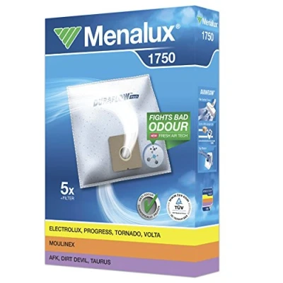 Immagine di Menalux 900196138 1750 Confezione da 5 Sacchetti per la Polvere e 1 Filtro Motore Tagliare, Duraflow, Bianco