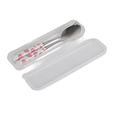 Immagine di Set di stoviglie posate in acciaio inossidabile con custodia riutilizzabili portatili Include cucchiaio forchetta e Scatola pranzo