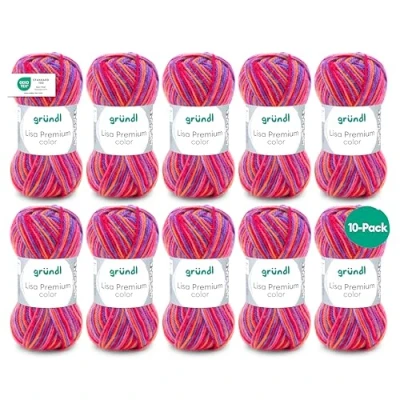 Immagine di Gründl Lisa Premium Color Maglia a Mano, Acrilico, Lilla/Rosa/Arancione, 10 x 50 g, 1330 unità