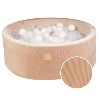 Immagine di MEOWBABY Piscina con Palline per Bambini Piccoli e Neonati 90 x 30 cm in Velluto a Coste Interni/Esterni (200 Pezzi) Attrezzatura Parco Giochi (Sabbia: Bianco/Trasparente)