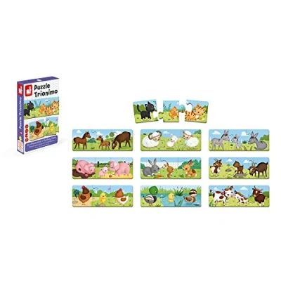 Immagine di Janod From 3 years old Puzzle Trionimo 10 Puzzles of Pieces 30 Animals Cardboard FSC Memory and Association Games J02710