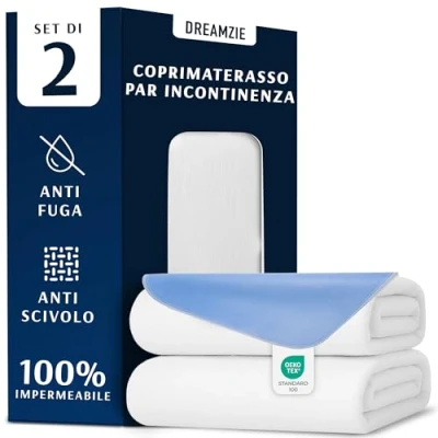 Immagine di Dreamzie Traverse Letto Anziani, Neonato, Bambini 70 x 100 cm Assorbente e Impermeabile Traversine Lavabile per Incontinenza Set di 2