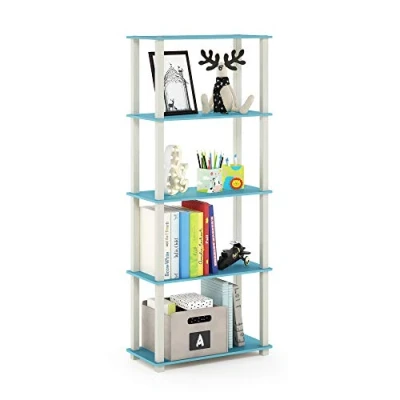 Immagine di Furinno Turn S Tube Espositore multiuso a 5 livelli con tubi quadrati, azzurro/bianco