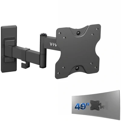 Immagine di VIVO MOUNT VW01M Supporto da parete Full Motion per TV LCD LED e schermi fino a 27&quot;, inclinabile girevole, VESA max 100 x mm, colore: nero