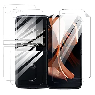 Immagine di GIOPUEY [2+2 Pezzi Pellicola Prottetiva Compatibile con Motorola RAZR 2022, Retro Pellicola, TPU Flessibile, Ultra Sottile, Cover Compatibile, Resistente ai Graffi