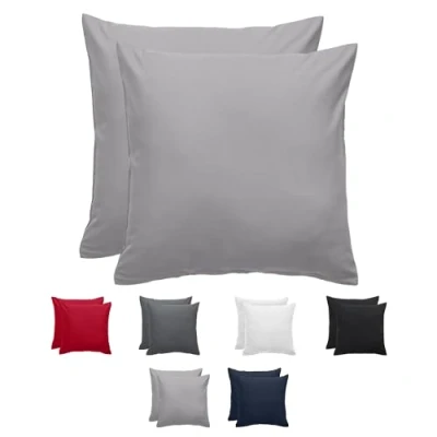 Immagine di Komfortec Set di 2 federe 80 x cm, in microfibra spazzolata, con chiusura lampo, traspiranti e morbide, colore grigio
