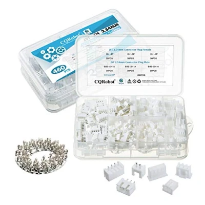 Immagine di CQRobot JST XH 2,54 mm Passo 2 Pin/3 Pin/4 Pin Connettor IC Spina Maschio, Alloggiamento Presa Femmina e Terminale Crimpare Forma T. 90 Set/460 Pezzi Adattatore Connettore Cavo Gruppo.
