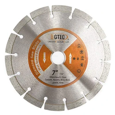 Immagine di Lame Diamantate Segmentate per Sega Elettrica, BGTEC 1 Pezzo 180 mm Disco da Taglio uso Generico a Secco o Umido Muratura di Mattoni Pietra e Cemento