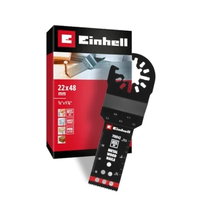 Immagine di Original Einhell lama per sega a immersione in bimetallo metallo e legno (larghezza 22 mm, profondità 48 finitura PTFE, dentatura metallo, cambio rapido)