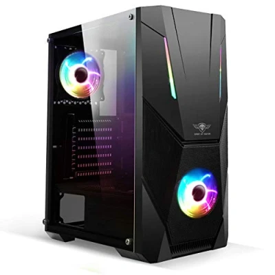 Immagine di Spirit Of Gamer Rogue V PC ATX/Matx/ITX Case Pannello Frontale E Parete in Vetro Temperato 2 X 120mm Ventole RGB LED Indirizzabili Aura/MSI Mystic/ASROCK 3Pin Compatibile (Rogue V)