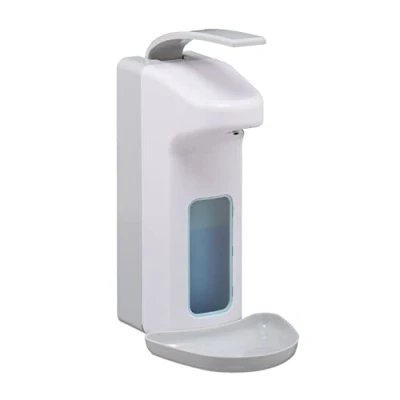 Immagine di Relaxdays Dispenser di Sapone a Parete, 1000 ml, Erogatore Disinfettante, Portasapone Muro Manuale con Leva, ABS, Bianco Grigio, 1 pz
