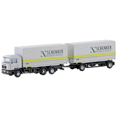 Immagine di Minis by Lemke LC4633 N Camion modello MAN F90 3 assi cavo di sospensione a passo variabile Schenker Cargo