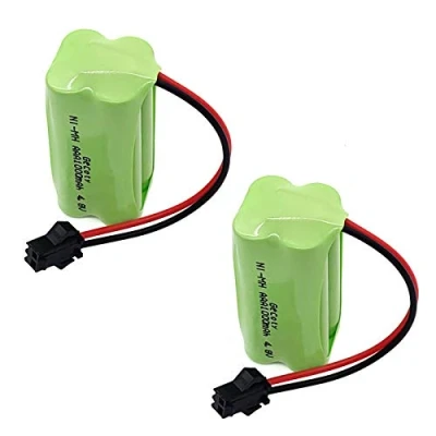Immagine di Gecoty® 2 pezzi batteria AAA da 4.8V, Ni MH ricaricabile 1000mAh con connettore SM 2P, per robot RC auto acrobatiche