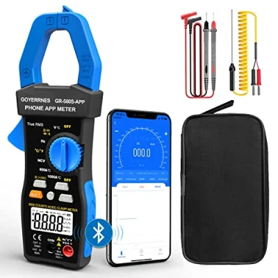 Immagine di Multimetro digitale pinza amperometrica GR 580S APP T RMS 6000Counts Tester di tensione non a contatto Auto ranging Misura corrente temperatura capacitanza resistenza diodi