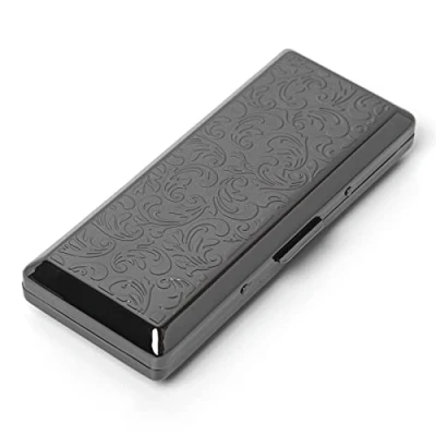 Immagine di Portasigarette in metallo signore e signori, clip a molla bifacciale portatile, contiene fino 10 pacchetti di sigarette da 100, per auto riempite (10pcs 100&#039;s, Vitigno Black)