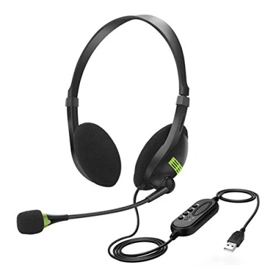Immagine di Merkts Cuffie da gioco nere con microfono multifunzione cancellazione del rumore auricolare USB ufficio
