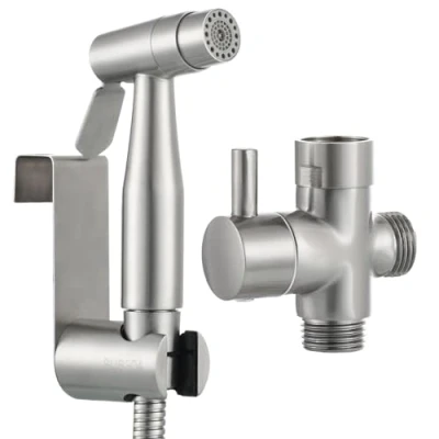 Immagine di Ciencia WS024AF Soffione manuale per bidet Shattaf, in acciaio INOX, set completo da WC