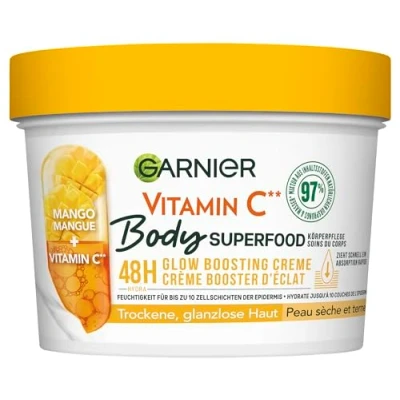 Immagine di Garnier Cura nutriente del corpo per pelle secca e secca, burro il con mango vitamina C, fino a 48 ore di idratazione, superfood corpo, 1 x 380 ml
