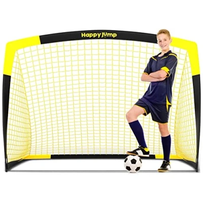 Immagine di Happy Jump Porta da Calcio Pop up Palo per Giardino Allenamento di Calciox1 (5&#039;x3.6&#039;, Nero+Giallo)