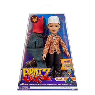 Immagine di Bratz Original Bambolotto alla moda DYLAN Include due abiti, accessori, confezione olografica in edizione speciale e poster Età: 4+ anni
