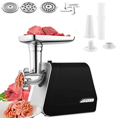 Immagine di Tritacarne Elettrico Multifunzione con 3 piastre di macinazione in Acciaio inossidabile,Accessori per Kubbe, Inox