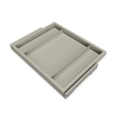 Immagine di Emuca Kit Vassoio e Telaio con Guide a Chiusura Morbida per Armadio, Regolabile, modulo 600mm, Grigio Pietra