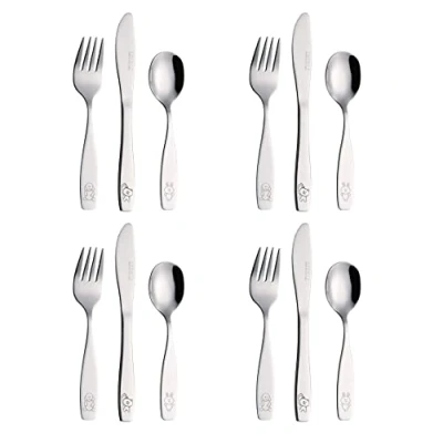 Immagine di EXZACT Posate per bambini 12 pezzi in acciaio inox 4 x forchetta, coltelli, Cucchiai Cena