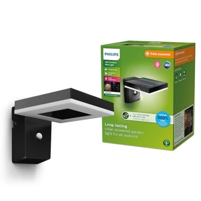 Immagine di Philips Zonal 8720169265745 Lampada solare da parete per esterno con rilevatore di movimento 1.3 W Bianco caldo Nero