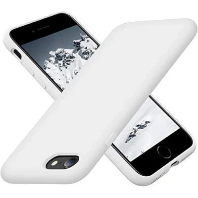 Immagine di Cordking Designed for iPhone SE Case 2022/2020, 7 8 Case, Silicone Ultra Slim Shockproof Phone with [Soft Microfiber Lining], 4.7 inch, White